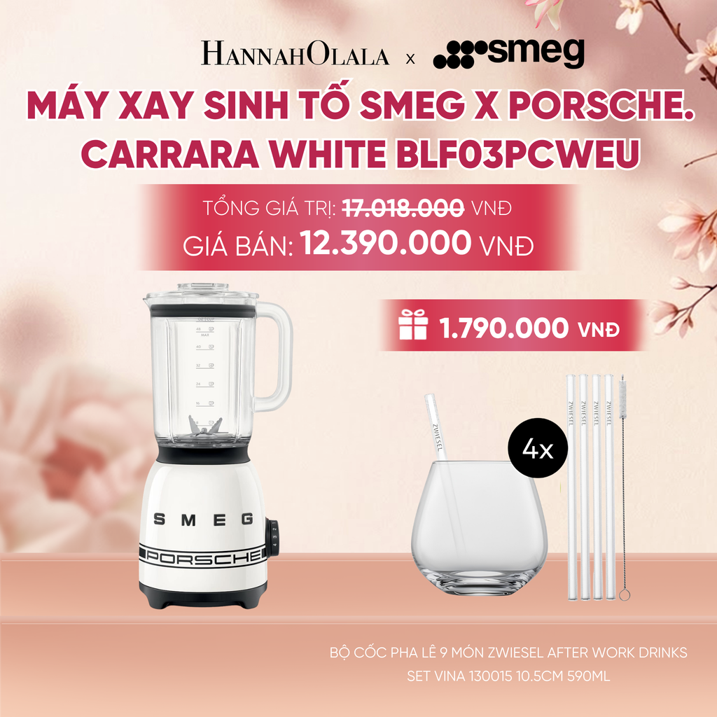  MÁY XAY SINH TỐ SMEG X PORSCHE, CARRARA WHITE BLF03PCWEU - A2345 