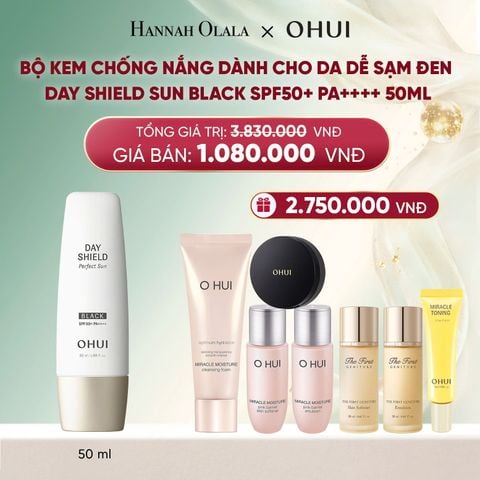 DEAL 45: BỘ KEM CHỐNG NẮNG DÀNH CHO DA DỄ SẠM ĐEN OHUI DAY SHIELD SUN BLACK SPF50+ PA++++ 50ML 