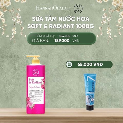  DEAL 1: SỮA TẮM HƯƠNG NƯỚC HOA ON THE BODY SOFT & RADIANT LÀM SẠCH DA DỊU NHẸ, HỖ TRỢ CẤP ẨM 1000ML TẶNG 1 KEM ĐÁNH RĂNG PERIOD 
