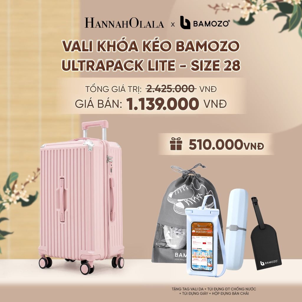  VALI BAMOZO ULTRAPACK LITE CAO CẤP BẢN KHÓA KÉO ( (TẶNG TAG VALI DA + TÚI ĐỰNG ĐT CHỐNG NƯỚC + TÚI ĐỰNG GIÀY + HỘP ĐỰNG BÀN CHẢI) - A2469 