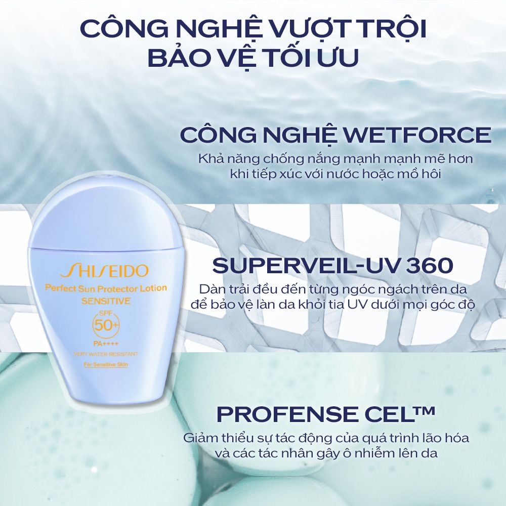  DEAL 4: SỮA CHỐNG NẮNG CHO DA NHẠY CẢM SHISEIDO GSC PERFECT SUN PROTECTOR LOTION SENSITIVE SPF50+ 50ML 