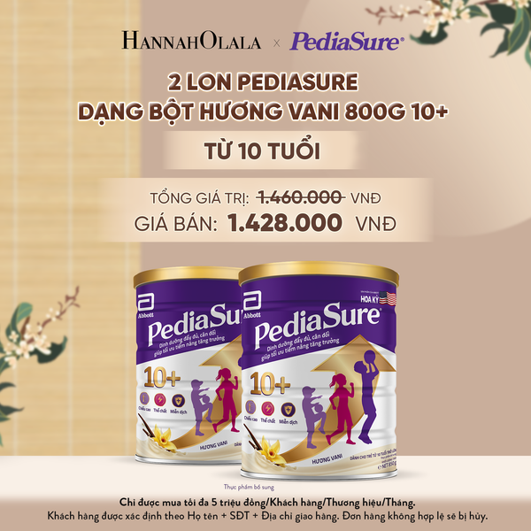  2 LON PEDIASURE DẠNG BỘT HƯƠNG VANI 800G 10+ (DÙNG CHO BÉ TRÊN 10 TUỔI) DEAL 3: - A841 