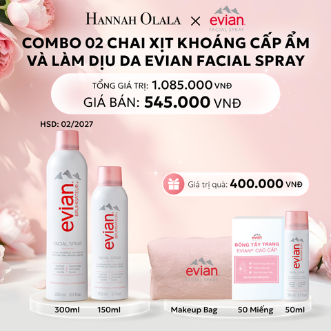  E606: DEAL 3: COMBO 2 CHAI XỊT KHOÁNG CẤP ẨM, LÀM DỊU DA EVIAN FACIAL SPRAY 150ML & 300ML - [GIAO HÀNG TỪ 03/10] 