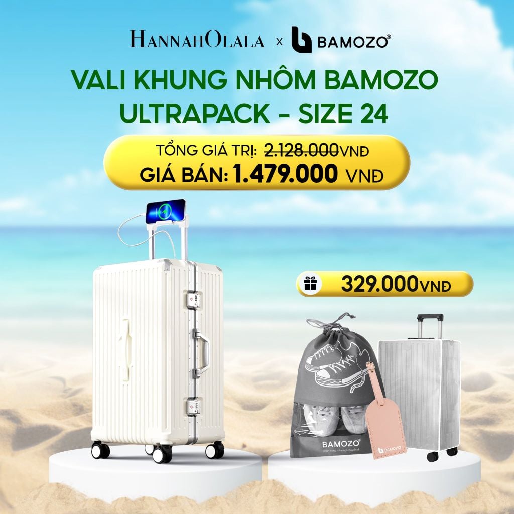  DEAL 4: VALI BAMOZO KHUNG NHÔM ULTRAPACK CAO CẤP (TẶNG VÍ THẺ DA CARD HOLDER BAMOZO + THẺ TAG DA CHỐNG THẤT LẠC + TÚI ĐỰNG GIÀY) 