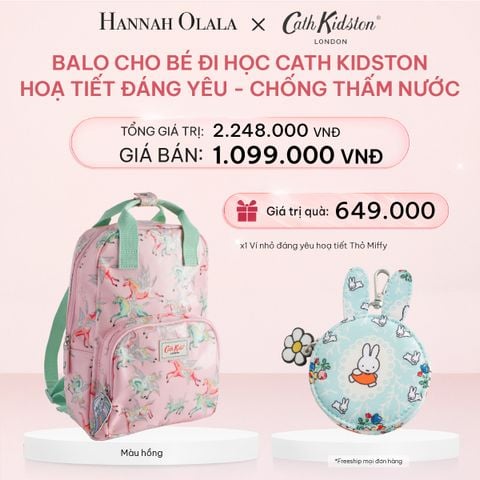 E346_DEAL 3: BALO CHO BÉ ĐI HỌC CATH KIDSTON HOẠ TIẾT ĐÁNG YÊU PHỦ PVC CHỐNG THẤM NƯỚC 