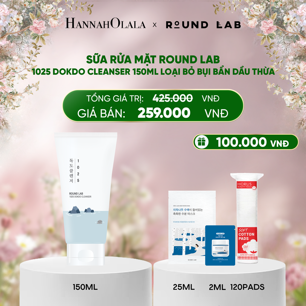  E473_DEAL 3: SỮA RỬA MẶT ROUND LAB 1025 DOKDO CLEANSER 150ML LOẠI BỎ BỤI BẨN DẦU THỪA 