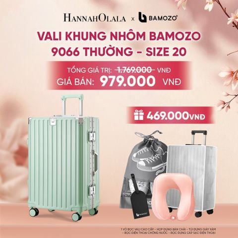  VALI BAMOZO KHUNG NHÔM 9066 BẢN THƯỜNG (TẶNG BỌC VALI TRONG SUỐT + TAG HÀNH LÝ DA + TÚI ĐỰNG GIÀY + GỐI CHỮ U THƯỜNG) - A1606 
