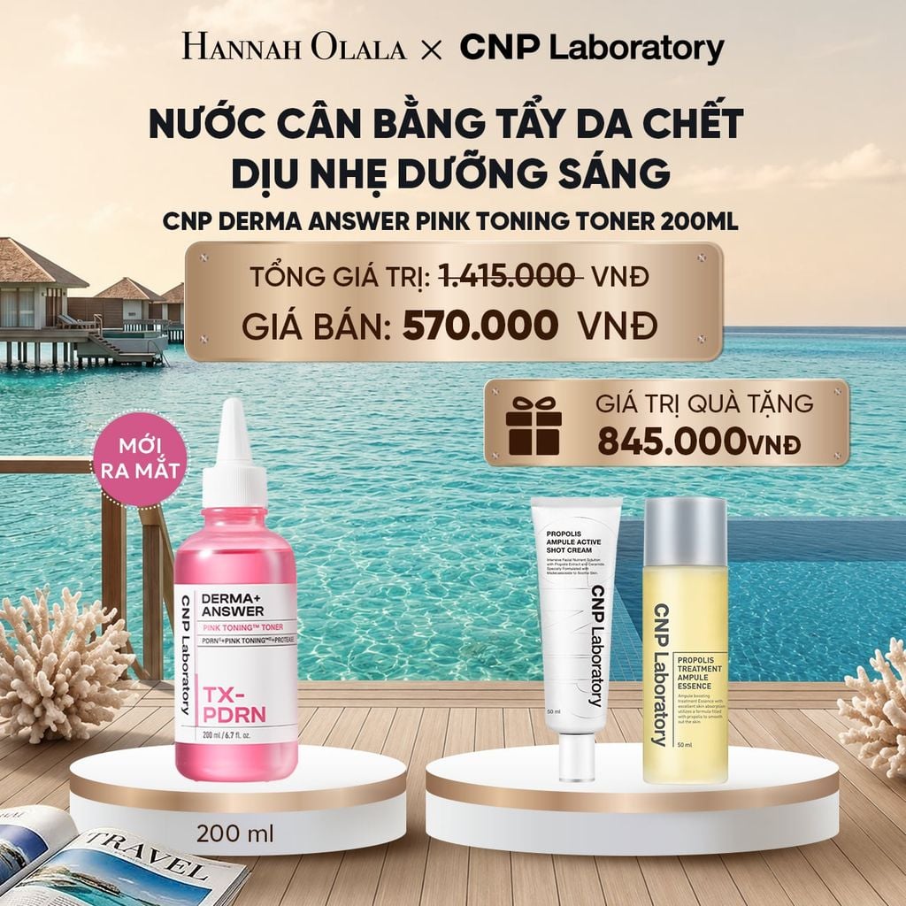  NƯỚC CÂN BẰNG TẨY DA CHẾT DỊU NHẸ DƯỠNG SÁNG CNP DERMA ANSWER PINK TONING TONER 200ML_ D1607 