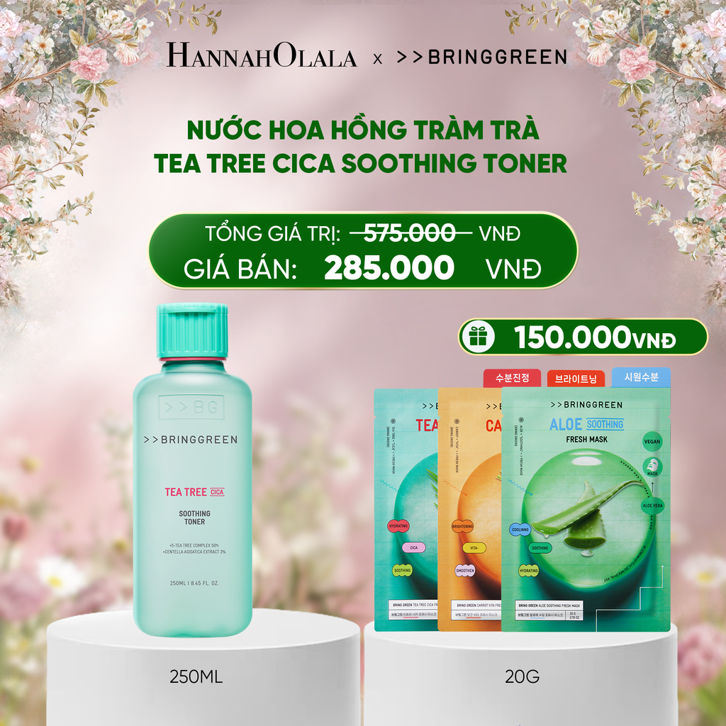  DEAL 4: NƯỚC HOA HỒNG TRÀM TRÀ BRING GREEN TEA TREE CICA SOOTHING TONER 250ML 