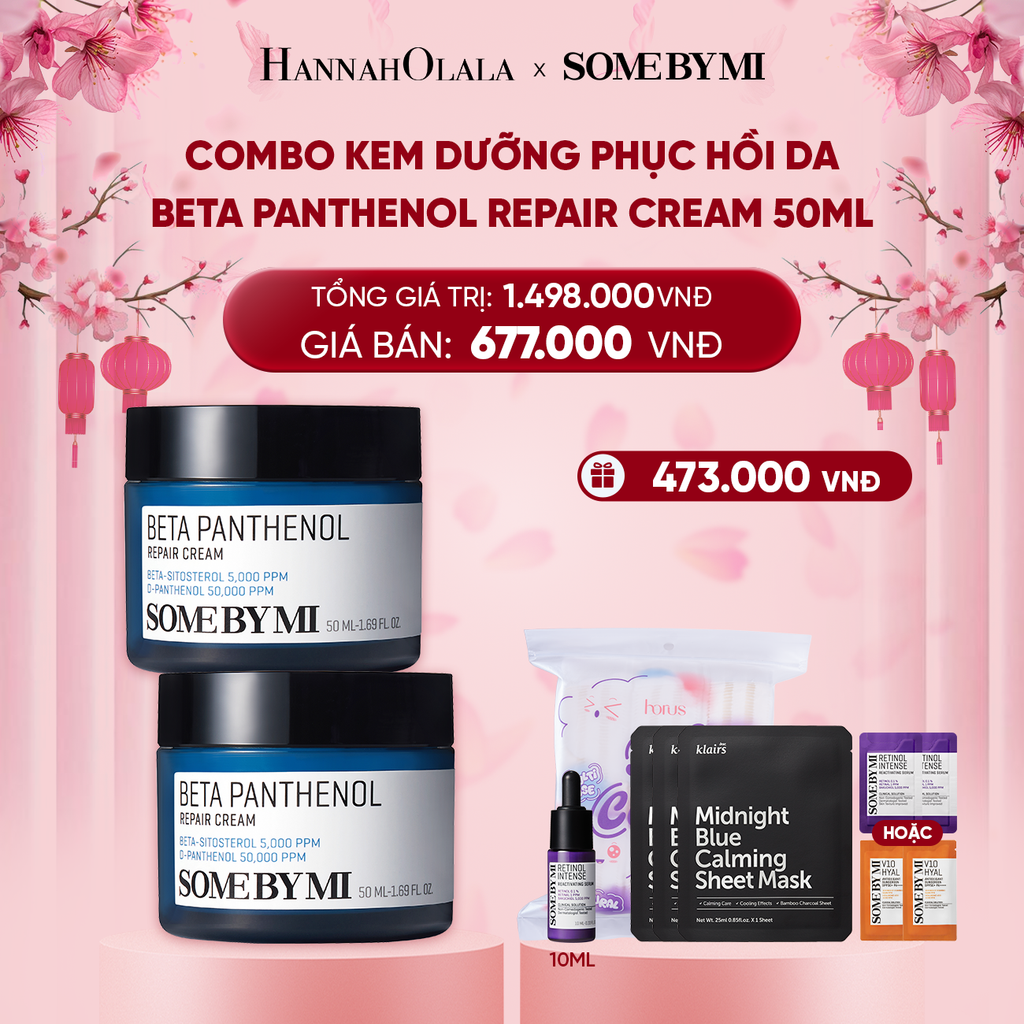  DEAL 3: COMBO 02 PCS KEM DƯỠNG ẨM VÀ PHỤC HỒI DA SOME BY MI BETA PANTHENOL 50ML 