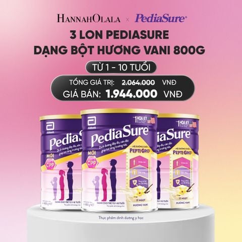  3 LON PEDIASURE DẠNG BỘT HƯƠNG VANI 800G DEAL : _ A749 