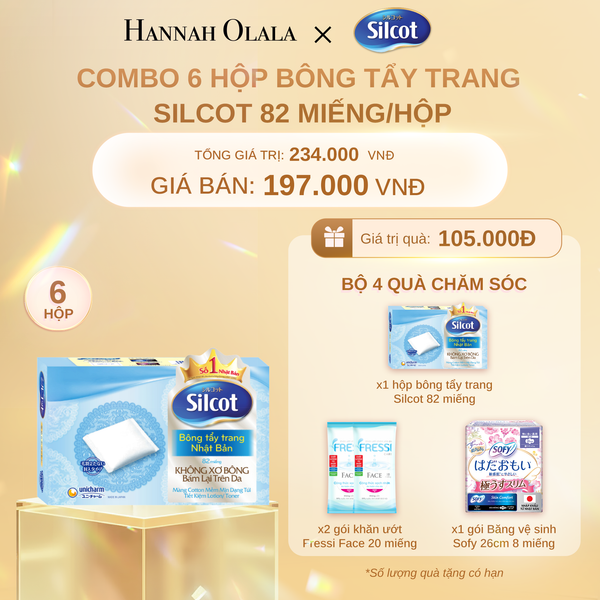  DEAL 3: COMBO 6 HỘP BÔNG TRANG ĐIỂM (BÔNG TẨY TRANG) SILCOT 82 MIẾNG/HỘP 