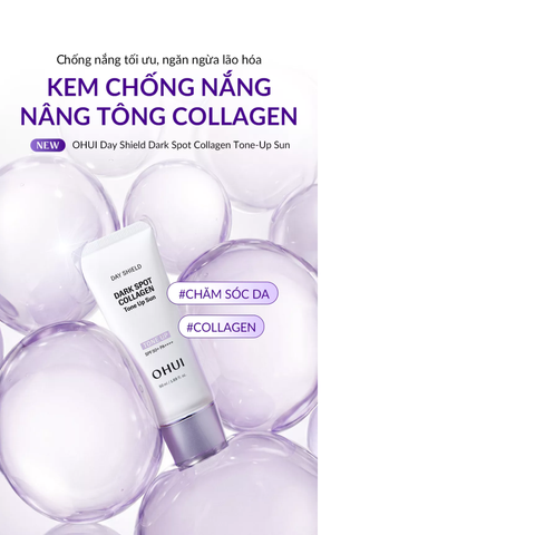  MỚI - KEM CHỐNG NẮNG NÂNG TÔNG TÍM CHỨA COLLAGEN OHUI DAY SHIELD DARK SPOT COLLAGEN TONE UP SUN SPF50+ / PA++++ 50ML 