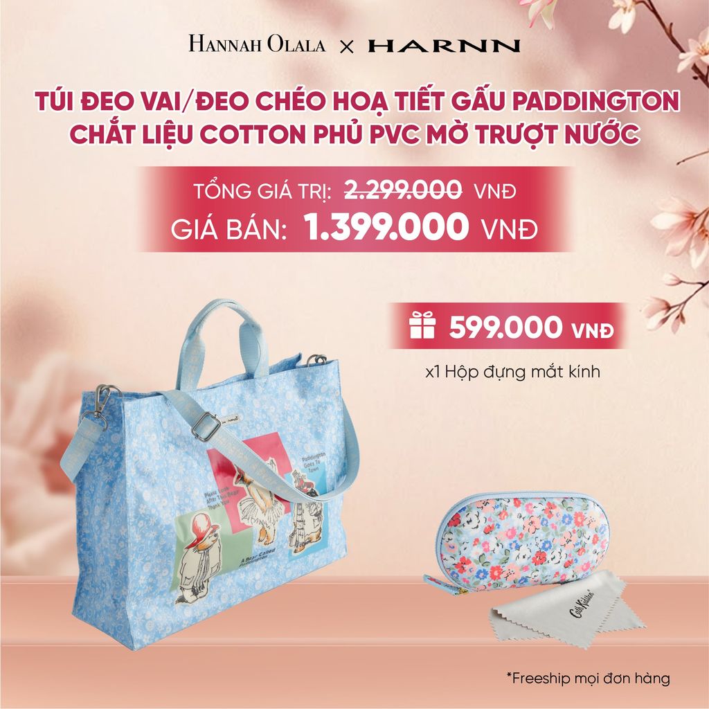  TÚI ĐEO VAI/ĐEO CHÉO CATH KIDSTON HOẠ TIẾT GẤU PADDINGTON CHẮT LIỆU COTTON PHỦ PVC MỜ TRƯỢT NƯỚC - A2135 