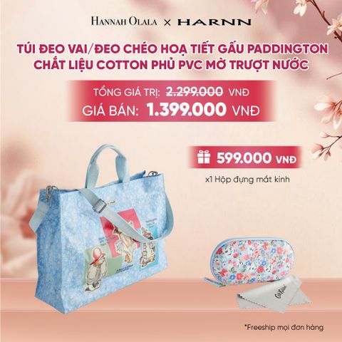  TÚI ĐEO VAI/ĐEO CHÉO CATH KIDSTON HOẠ TIẾT GẤU PADDINGTON CHẮT LIỆU COTTON PHỦ PVC MỜ TRƯỢT NƯỚC - A2135 