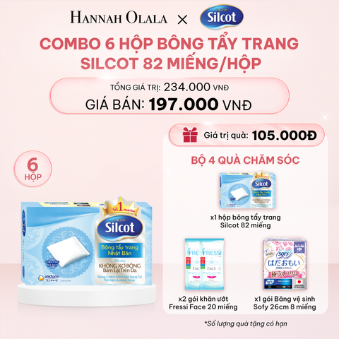  E738_DEAL 3: COMBO 6 HỘP BÔNG TRANG ĐIỂM (BÔNG TẨY TRANG) SILCOT 82 MIẾNG/HỘP 