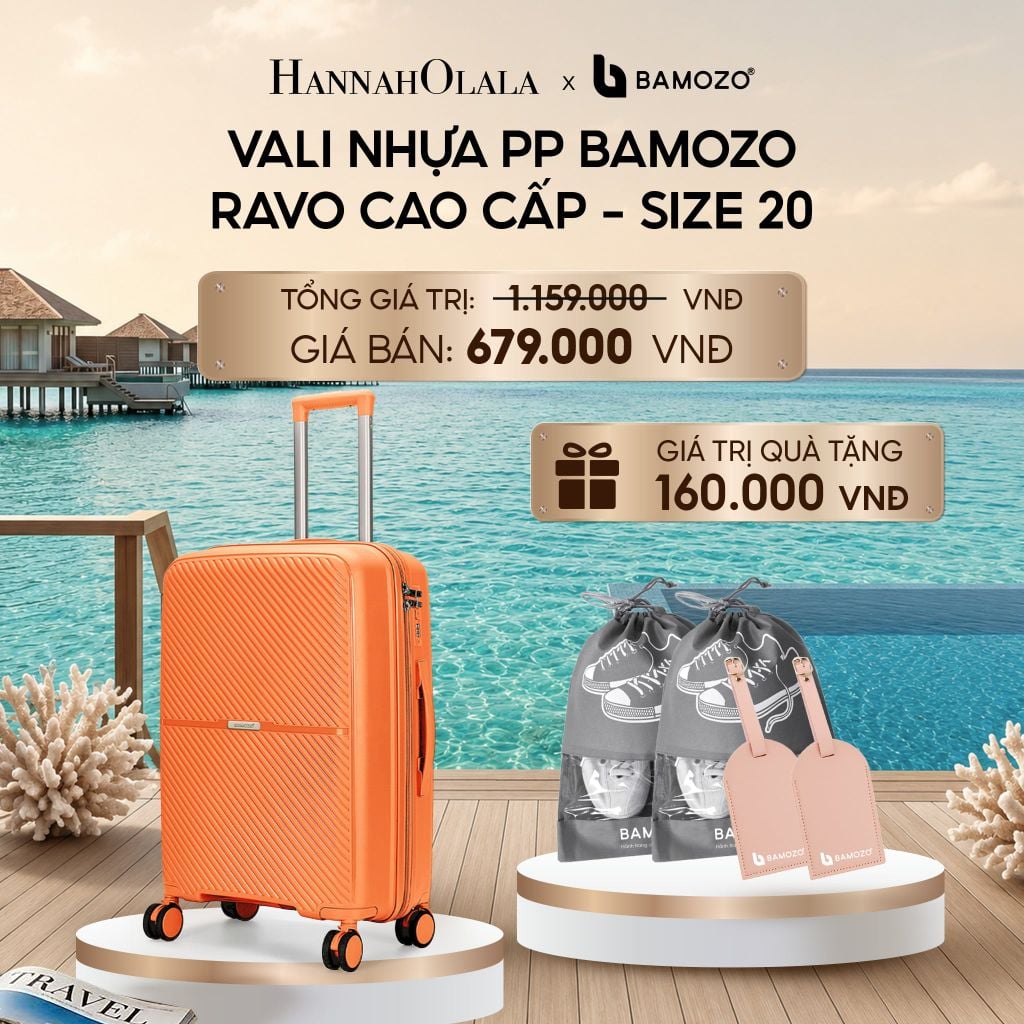  VALI BAMOZO RAVO NHỰA PP CAO CẤP CHỐNG VỠ (TẶNG 2 THẺ TAG DA CHỐNG THẤT LẠC, 2 TÚI ĐỰNG GIÀY XÁM)_ D1973 