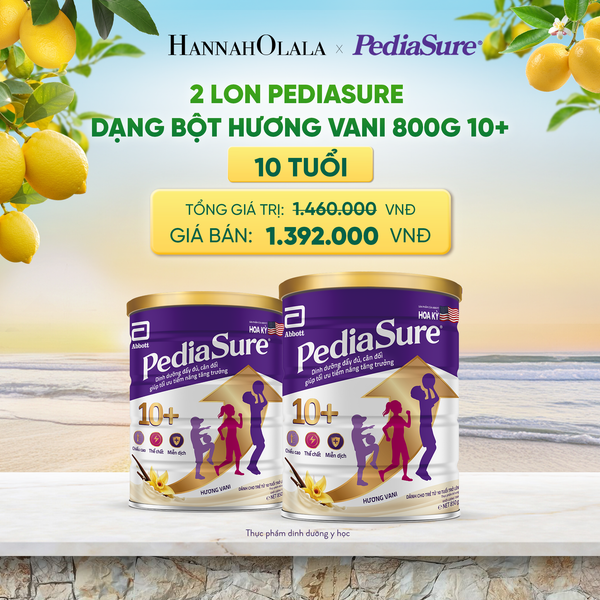  2 LON PEDIASURE DẠNG BỘT HƯƠNG VANI 800G 10+ (DÙNG CHO BÉ TRÊN 10 TUỔI) DEAL 3: - A1045 