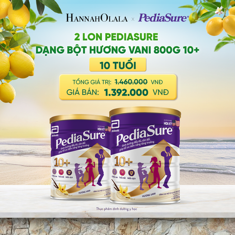  2 LON PEDIASURE DẠNG BỘT HƯƠNG VANI 800G 10+ (DÙNG CHO BÉ TRÊN 10 TUỔI) DEAL 3: - A1045 
