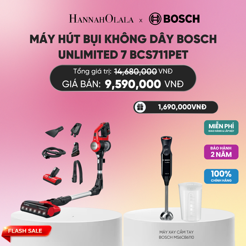  MÁY HÚT BỤI KHÔNG DÂY BOSCH UNLIMITED 7 BCS711PET_A2045 