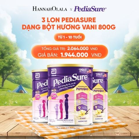  3 LON PEDIASURE DẠNG BỘT HƯƠNG VANI 800G DEAL 3: 