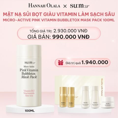  E216_DEAL 20: MẶT NẠ SỦI BỌT GIÀU VITAMIN LÀM SẠCH SÂU SU:M37 MICRO-ACTIVE PINK VITAMIN BUBBLETOX MASK PACK 100ML 