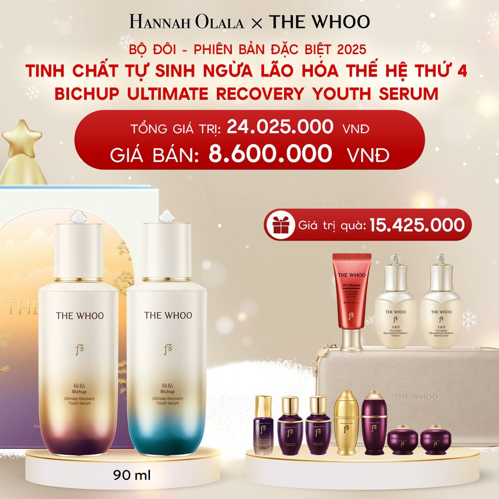  A364_DEAL 3: PHIÊN BẢN ĐẶC BIỆT 2025 - BỘ ĐÔI TINH CHẤT TỰ SINH NGỪA LÃO HÓA THẾ HỆ THỨ 4 THE WHOO BICHUP ULTIMATE RECOVERY YOUTH SERUM 90ML 