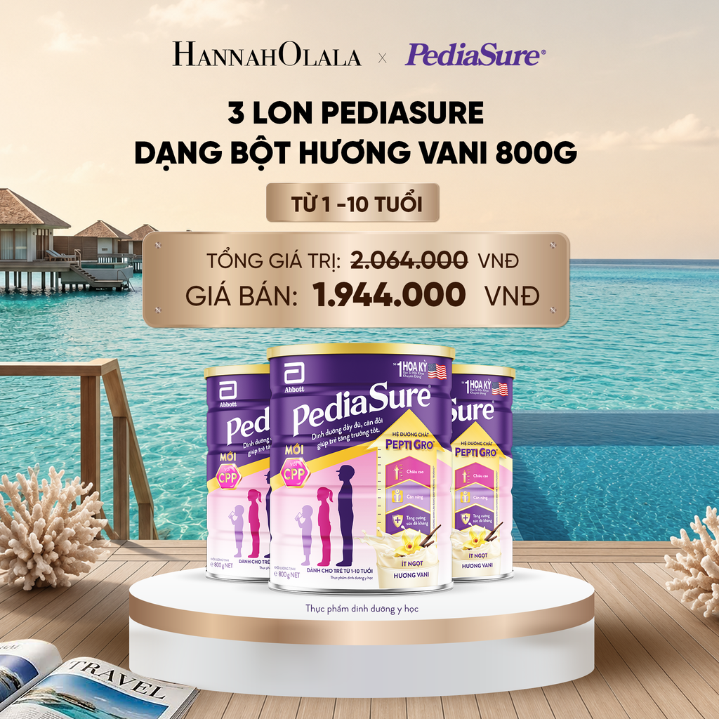  3 LON PEDIASURE DẠNG BỘT HƯƠNG VANI 800G DEAL :_ D2149 