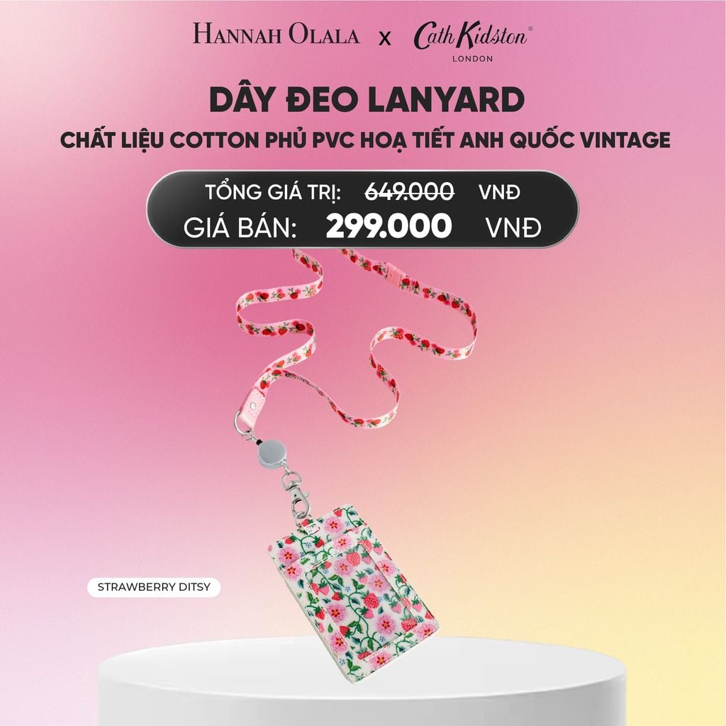  DÂY ĐEO LANYARD CATH KIDSTON CHẤT LIỆU COTTON PHỦ PVC HOẠ TIẾT ANH QUỐC VINTAGE_A1968 