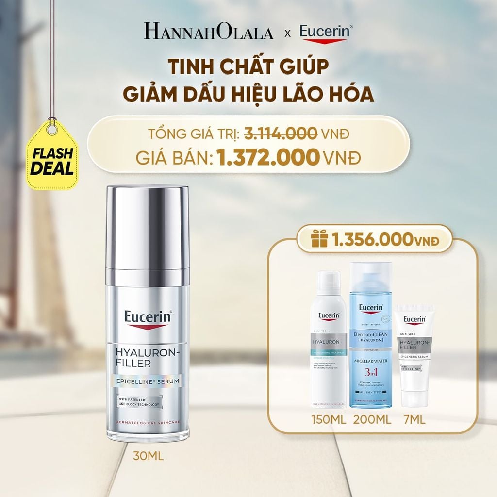  FD TINH CHẤT GIẢM DẤU HIỆU LÃO HÓA HYALURON-FILLER EPICELLINE 30ML TẶNG XỊT DƯỠNG ẨM 150ML & NƯỚC TẨY TRANG CHO DA NHẠY CẢM 200ML 