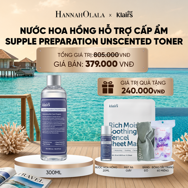  DEAR, KLAIRS NƯỚC HOA HỒNG SUPPLE PREPARATION UNSCENTED TONER 300ML_ D136 