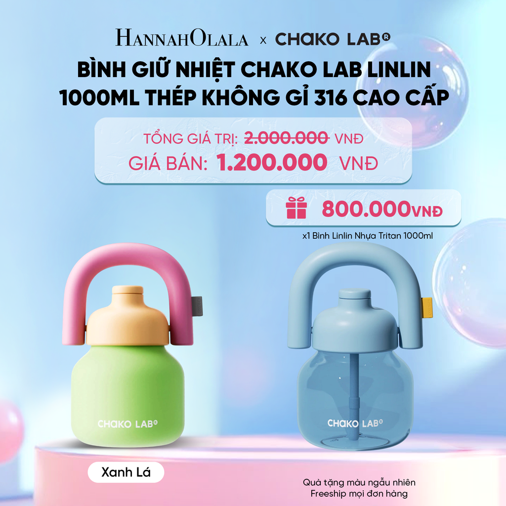  [FLASH DEAL] BÌNH GIỮ NHIỆT CHAKO LAB LINLIN 1000ML THÉP KHÔNG GỈ 316 