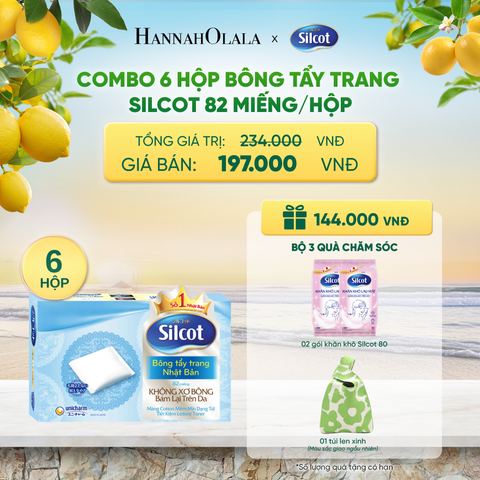  COMBO 6 HỘP BÔNG TRANG ĐIỂM (BÔNG TẨY TRANG) SILCOT 82 MIẾNG/HỘP - DEAL 3 