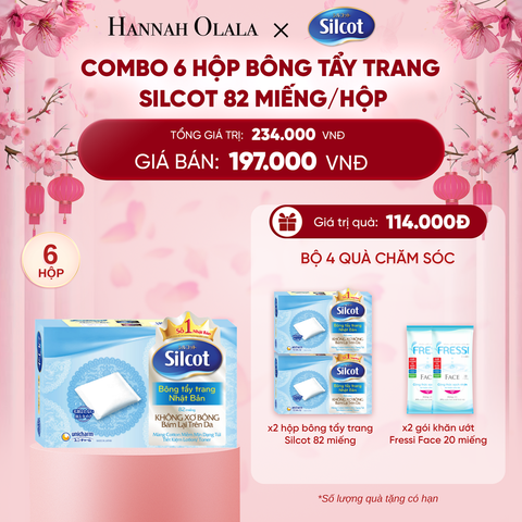  DEAL 3: COMBO 6 HỘP BÔNG TRANG ĐIỂM (BÔNG TẨY TRANG) SILCOT 82 MIẾNG/HỘP 