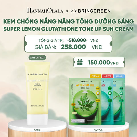 KEM CHỐNG NẮNG HỖ TRỢ NÂNG TONE BRING GREEN SUPER LEMON GLUTATHIONE TONE UP SUN CREAM 50ML - A1426 