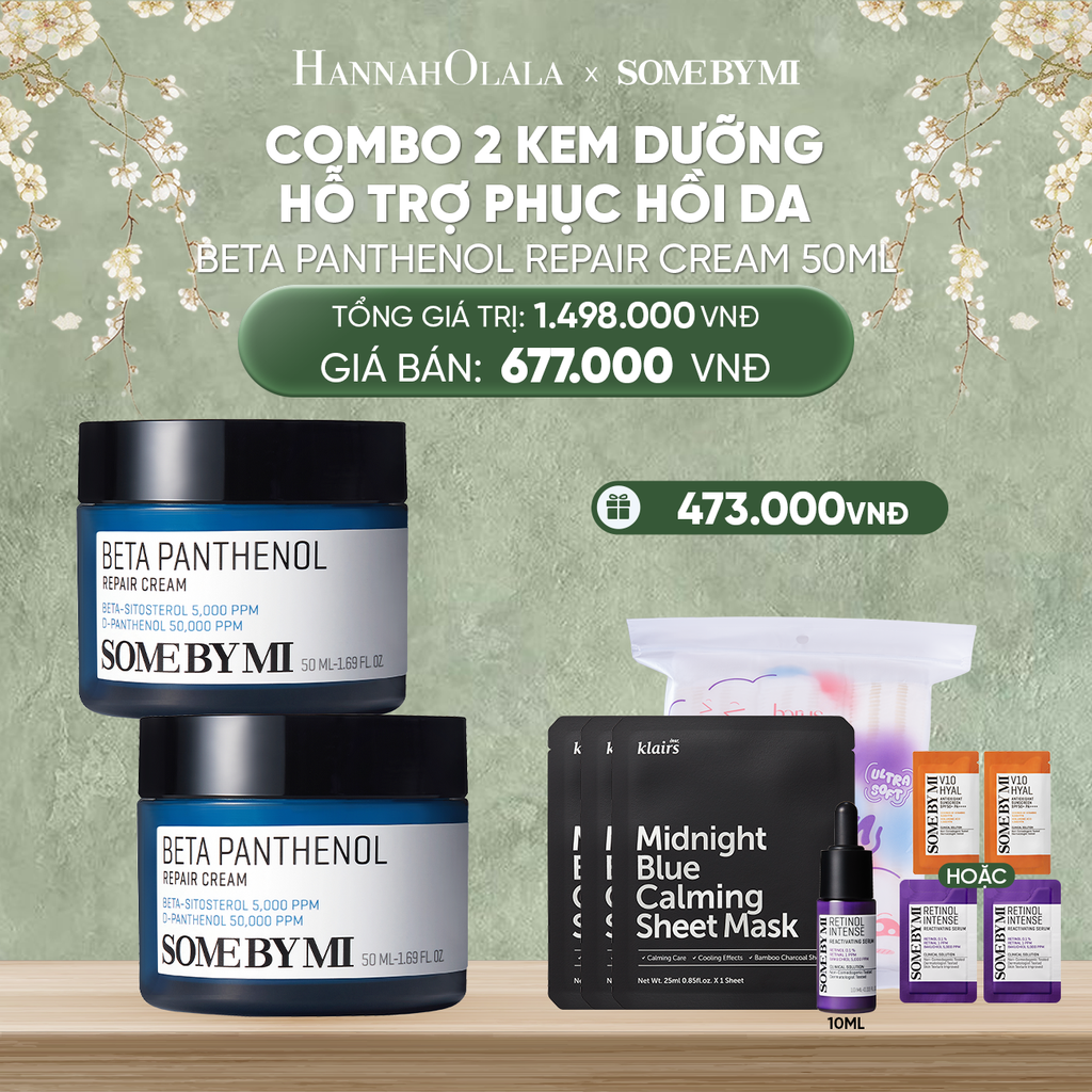  DEAL 3: COMBO 02 PCS KEM DƯỠNG ẨM VÀ PHỤC HỒI DA SOME BY MI BETA PANTHENOL 50ML 