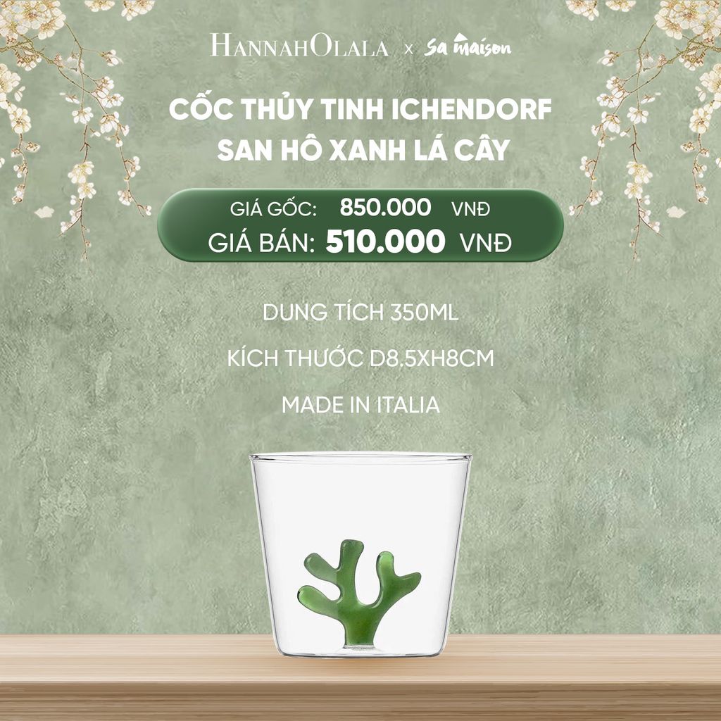  DEAL 6: CỐC THỦY TINH ICHENDORF TRANG TRÍ HÌNH SAN HÔ MÀU 