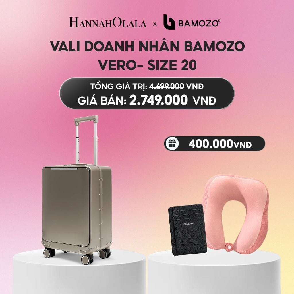  VALI DOANH NHÂN BAMOZO VERO KHUNG NHÔM CAO CẤP (TẶNG VÍ THẺ DA CARD HOLDER BAMOZO, GỐI CHỮ U ĐỠ CỔ)_A2228 
