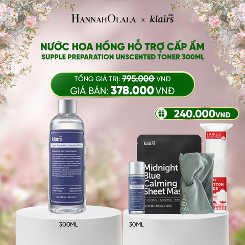  DEAL 3 : DEAR, KLAIRS NƯỚC HOA HỒNG SUPPLE PREPARATION UNSCENTED TONER 300ML 
