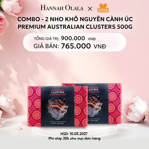  E175: DEAL 3: COMBO - 2 NHO KHÔ NGUYÊN CÀNH ÚC PREMIUM AUSTRALIAN CLUSTERS 500G 