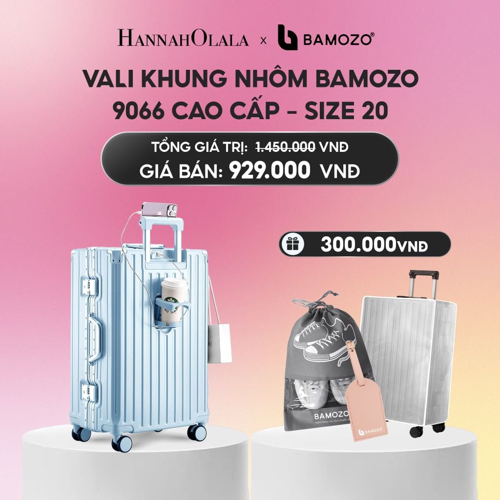  VALI BAMOZO KHUNG NHÔM 9066 BẢN CAO CẤP (TẶNG BỌC VALI CC TRONG SUỐT + THẺ TAG DA CHỐNG THẤT LẠC + TÚI ĐỰNG GIÀY XÁM_A2201 