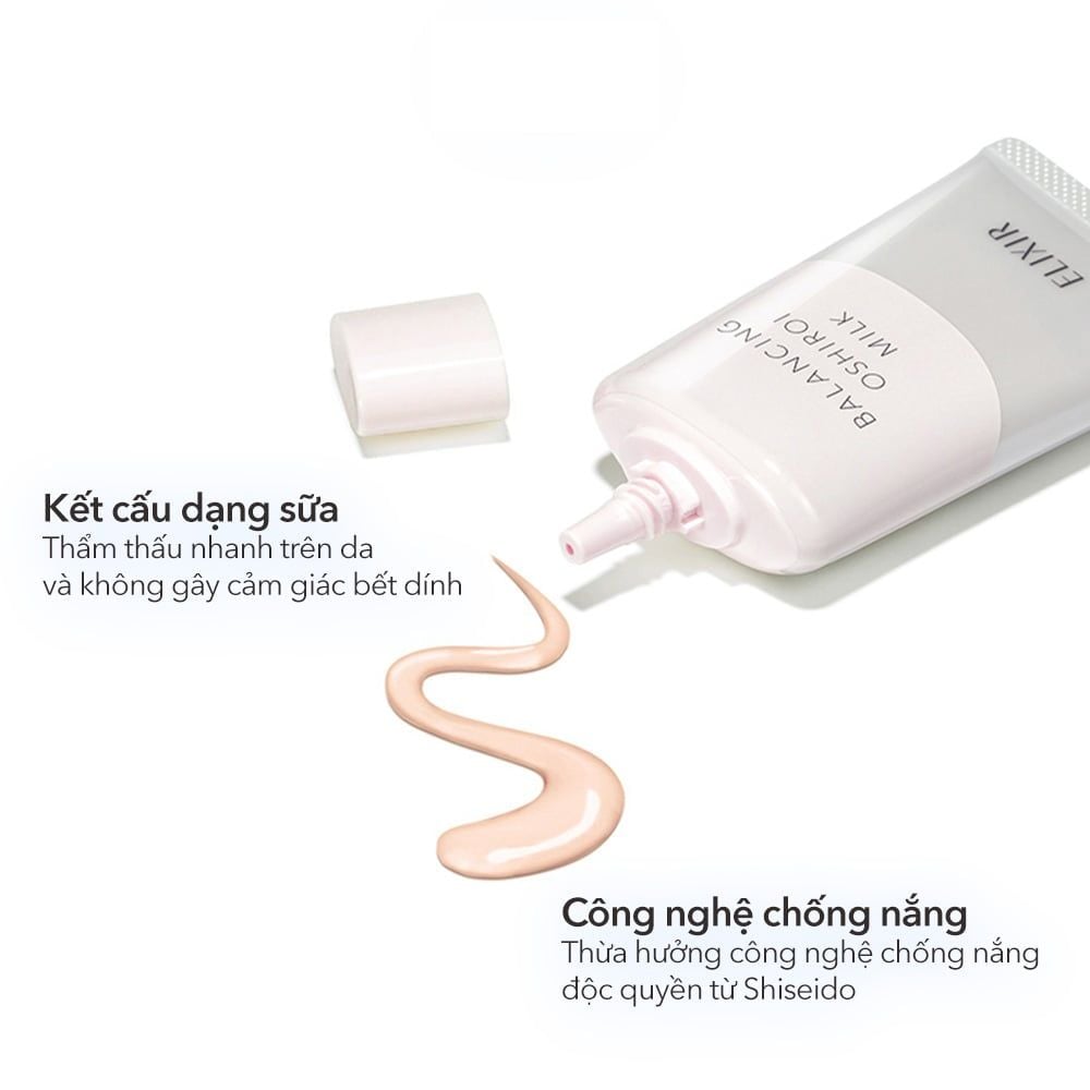  A58: DEAL 23: SỮA CHỐNG NẮNG DƯỠNG DA NÂNG TÔNG KIỀM DẦU ELIXIR REFLET BALANCING OSHIROI MILK C 35G 