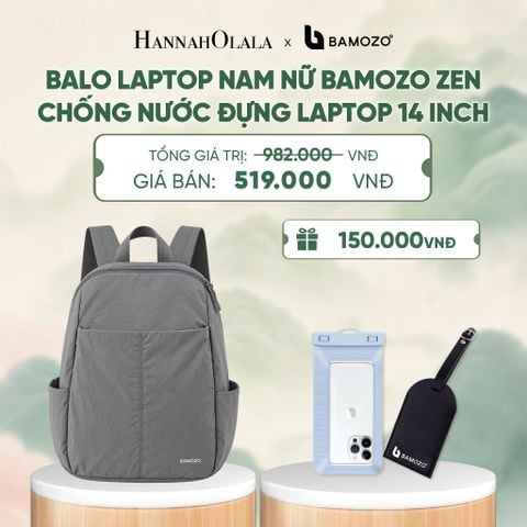  BALO LAPTOP NAM NỮ BAMOZO ZEN SIÊU NHẸ CHỐNG NƯỚC ĐỰNG LAPTOP 14 INCH ĐI LÀM ĐI HỌC (TAG THẺ DA CHỐNG THẤT LẠC + TÚI ĐỰNG ĐIỆN THOẠI CHỐNG NƯỚC) - A729 