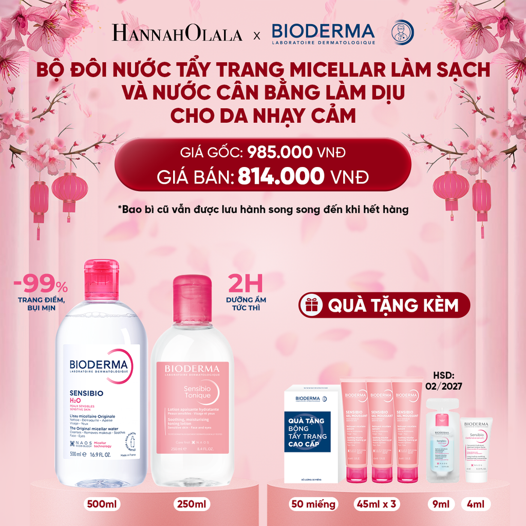  A54_DEAL 3: BỘ ĐÔI NƯỚC TẨY TRANG MICELLAR LÀM SẠCH DỊU NHẸ VÀ NƯỚC CÂN BẰNG LÀM DỊU CHO DA NHẠY CẢM 