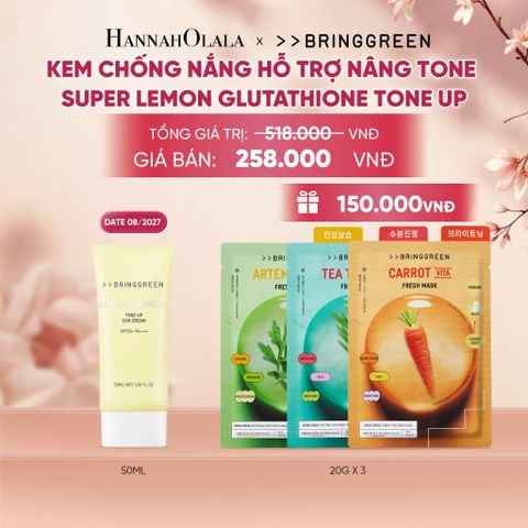 KEM CHỐNG NẮNG HỖ TRỢ NÂNG TONE BRING GREEN SUPER LEMON GLUTATHIONE TONE UP SUN CREAM 50ML - A1525 