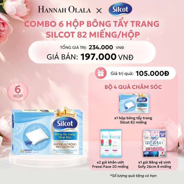  E840: Deal 3: COMBO 6 HỘP BÔNG TRANG ĐIỂM (BÔNG TẨY TRANG) SILCOT 82 MIẾNG/HỘP 