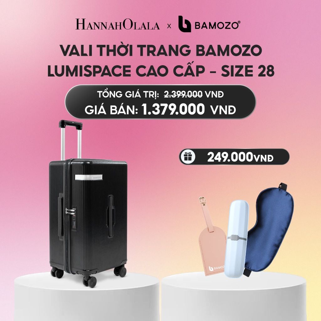  VALI BAMOZO LUMISPACE CAO CẤP (TẶNG TAG VALI DA, HỘP ĐỰNG BÀN CHẢI, BỊT MẮT LỤA SATIN)_A2183 