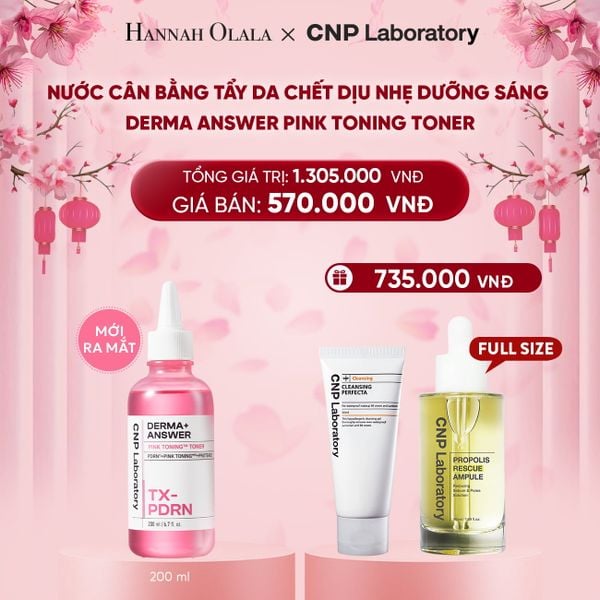 [GIAO HÀNG TỪ 08.01] DEAL 3: MỚI RA MẮT - NƯỚC CÂN BẰNG TẨY DA CHẾT DỊU NHẸ DƯỠNG SÁNG CNP DERMA ANSWER PINK TONING TONER 200ML 