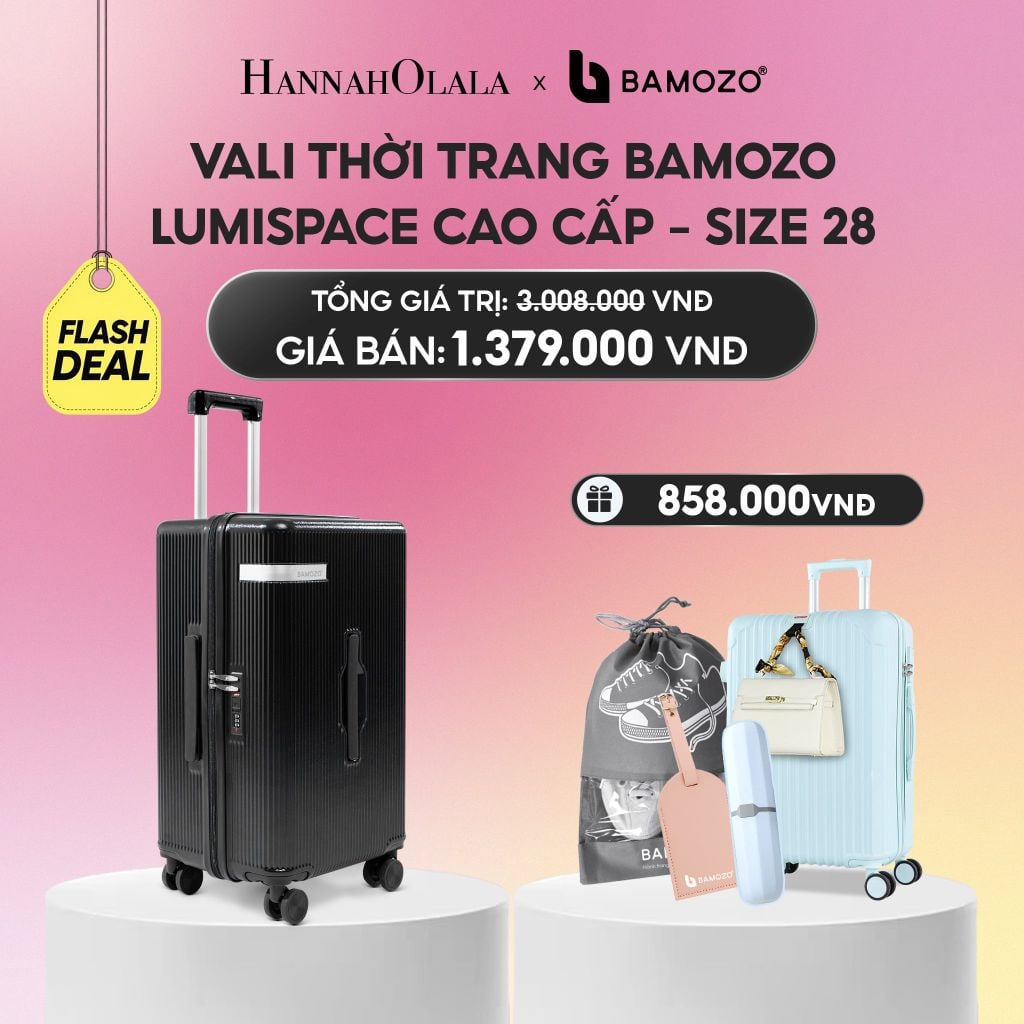  VALI BAMOZO LUMISPACE CAO CẤP (TẶNG VALI BAMOZO 8801C + TẶNG TAG DA CHỐNG THẤT LẠC, HỘP BÀN CHẢI, TÚI ĐỰNG GIÀY XÁM)_ A2264 