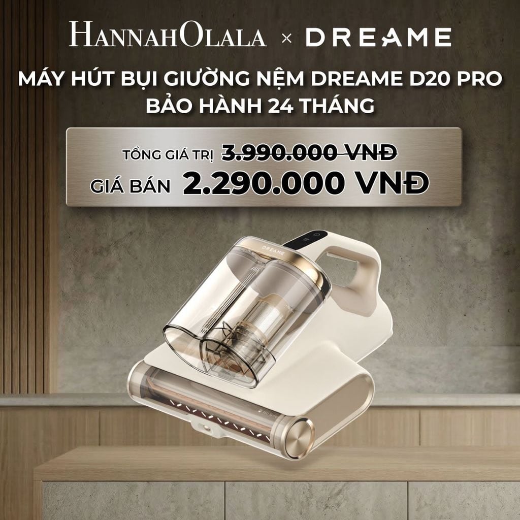  DEAL 3: DREAME D20 PRO MÁY HÚT BỤI GIƯỜNG NỆM LỰC HÚT 15.500 PA - DIỆT KHUẨN LED UV ĐẾN 99,99% - BH 24 THÁNG 